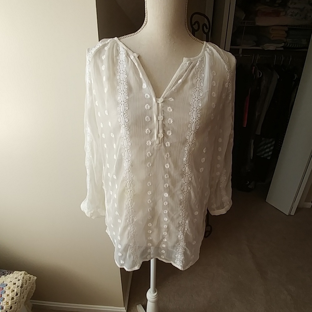 Olive & Oak Sheer Embroidered Blouse